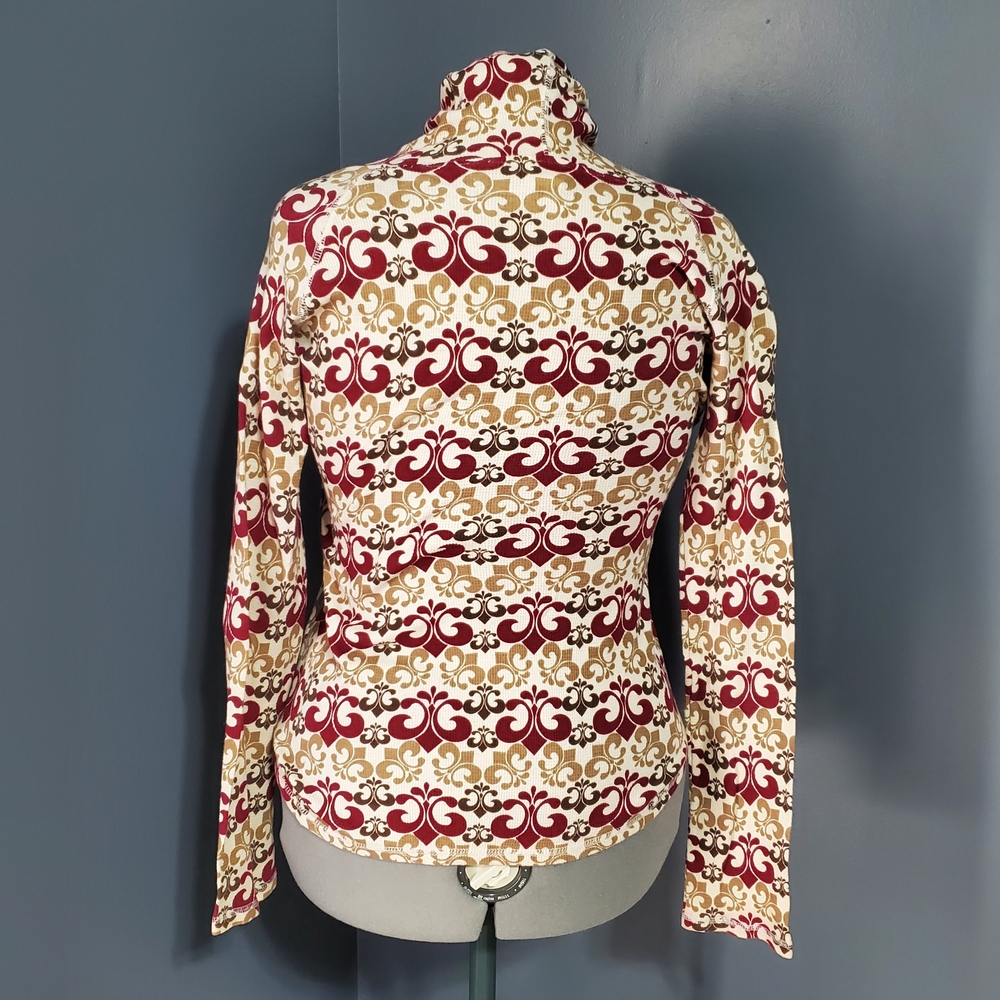 Dereon Cotton Thermal Zip Up Hoodie Burgundy Brown Gold Women's Size XL - Picture 7 of 10